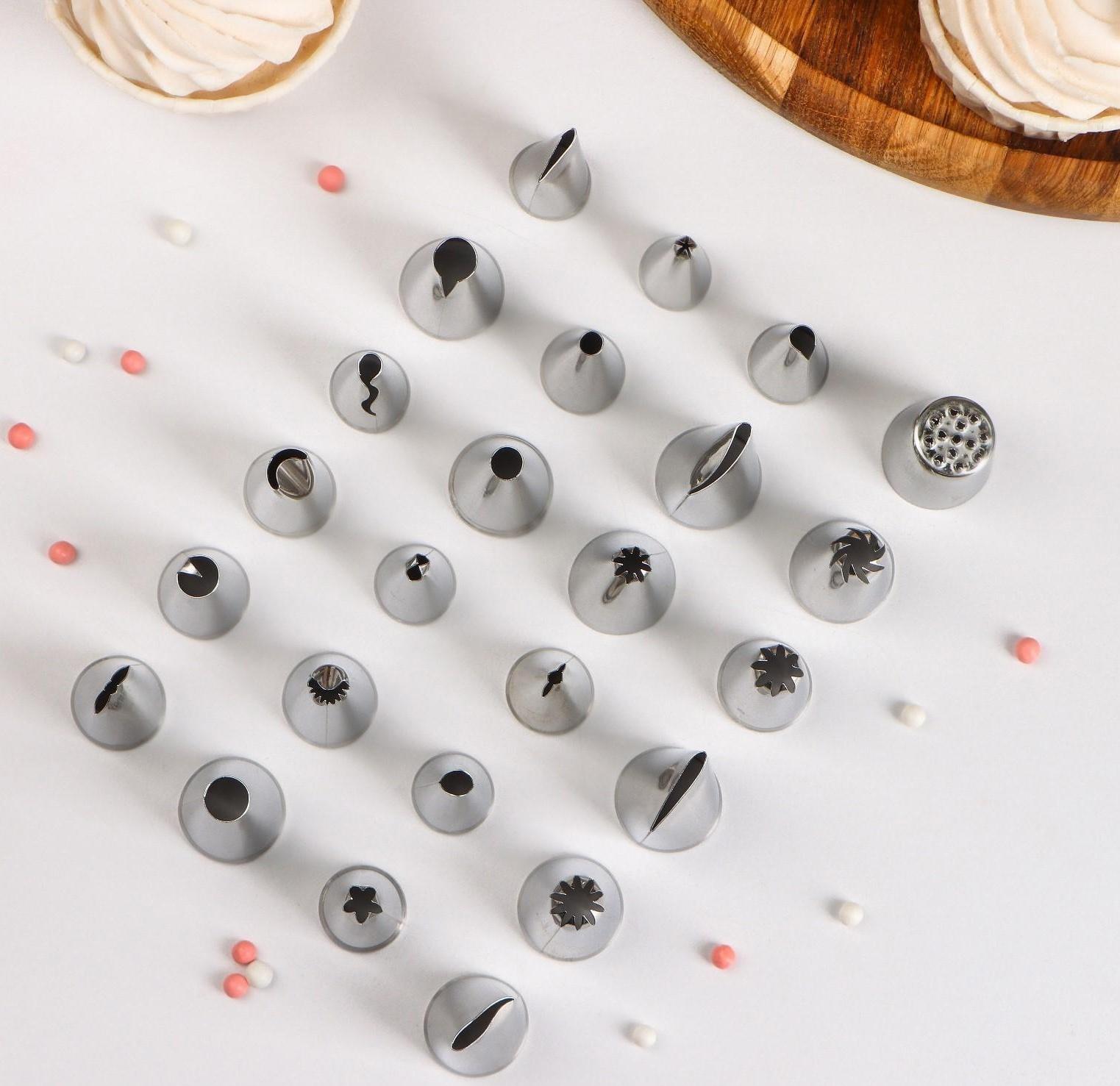 Набор насадок кондитерских, d=2 см, 24 шт, в кейсе, насадки в ассортименте