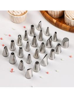 Набор насадок кондитерских, d=2 см, 24 шт, в кейсе, насадки в ассортименте