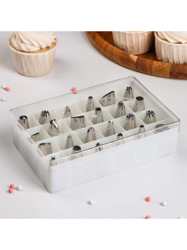 Набор насадок кондитерских, d=2 см, 24 шт, в кейсе, насадки в ассортименте