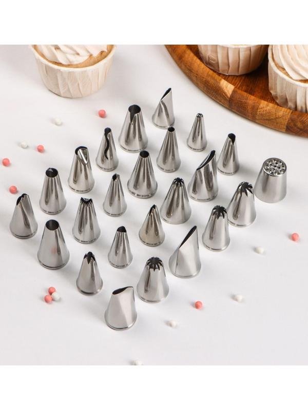 Набор насадок кондитерских, d=2 см, 24 шт, в кейсе, насадки в ассортименте