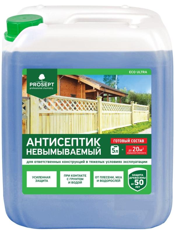 Антисептик невымываемый для ответственных конструкций, Prosept Eco Ultra, готовый раствор, 5 л