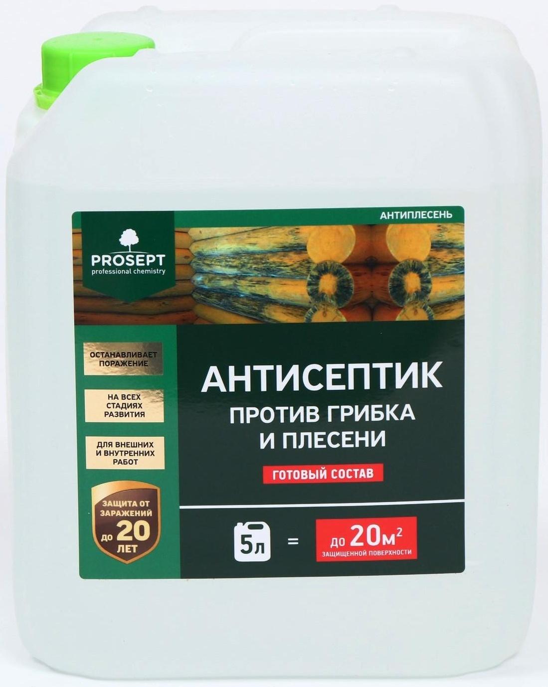 Антисептик универсальный против грибка и плесени, Prosept Антиплесень, готовый раствор, 5 л