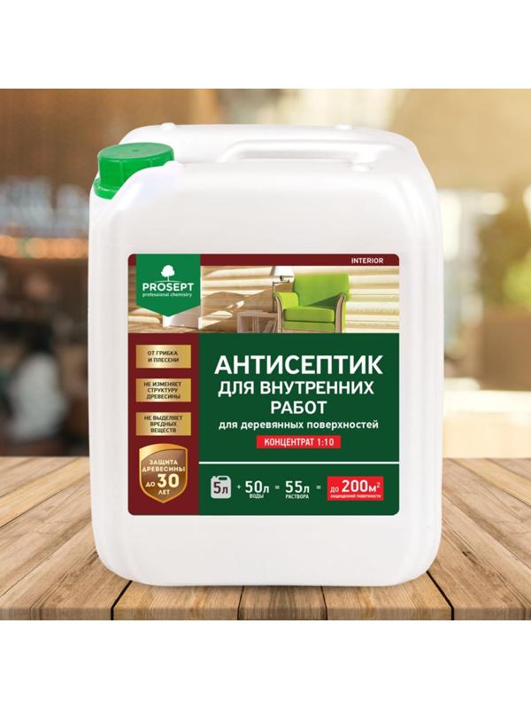 Антисептик для внутренних работ Prosept Interior, концентрат, 5л