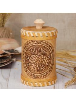 Туес «Шишки», 8×8×10 см, береста