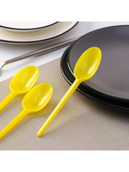 Набор одноразовых столовых ложек, 16,5 см, 12 шт, цвет жёлтый