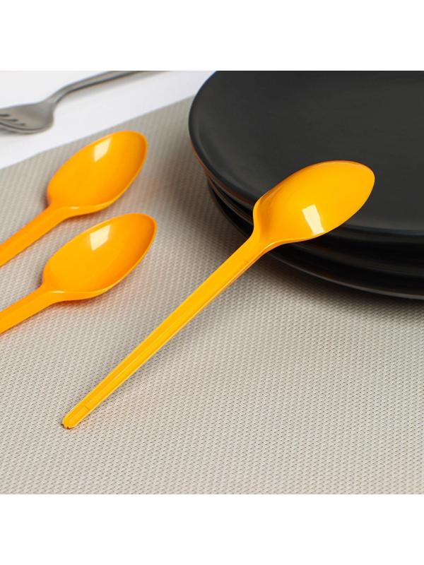 Набор одноразовых столовых ложек, 16,5 см, 12 шт, цвет жёлтый