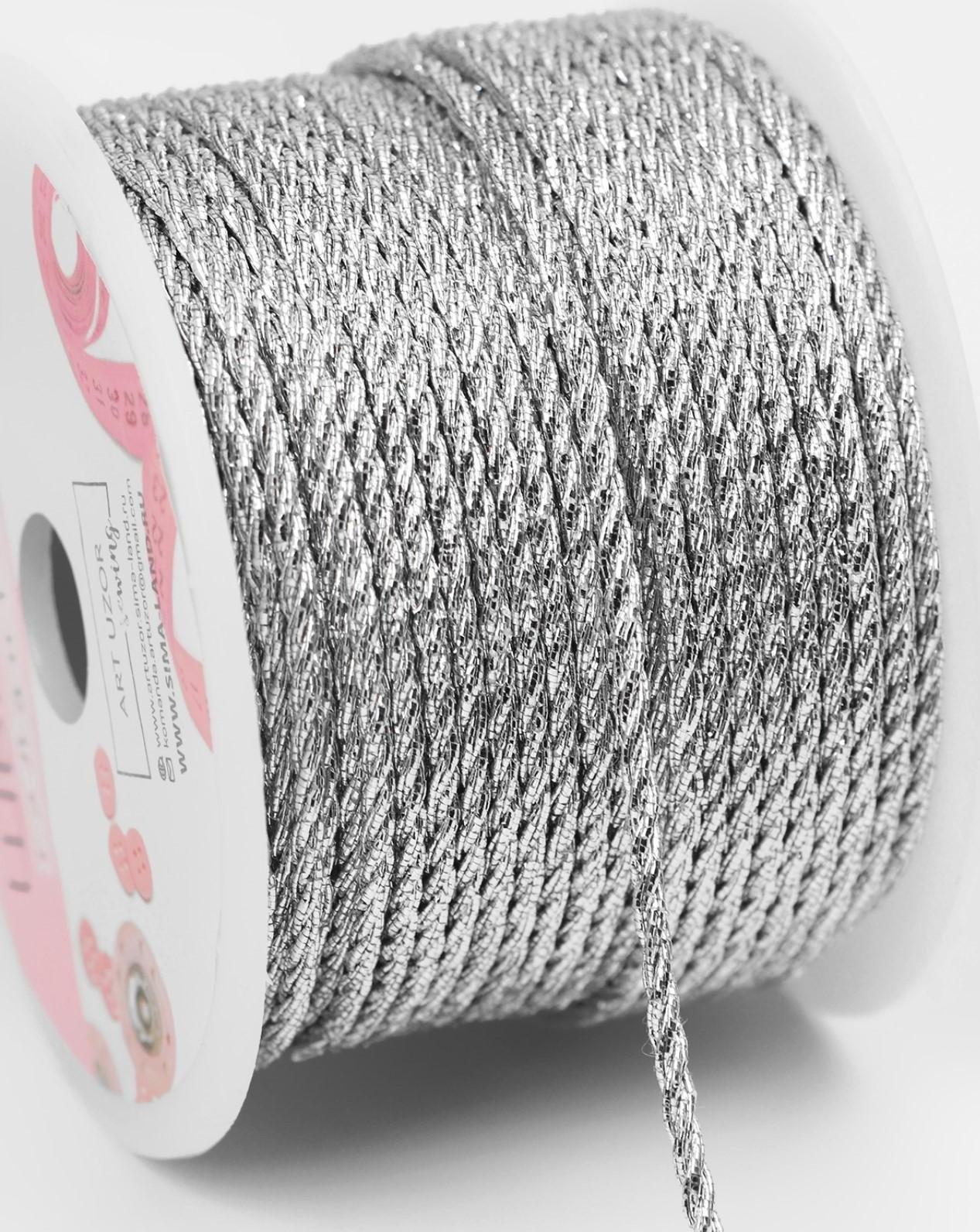 Нить для плетения d = 2 мм, 25 ± 1 м, цвет серебряный