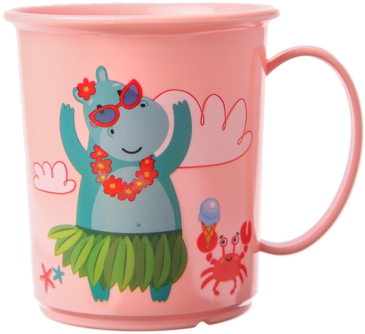 Кружка детская с декором 180 мл, детская, пластиковая, цвет МИКС