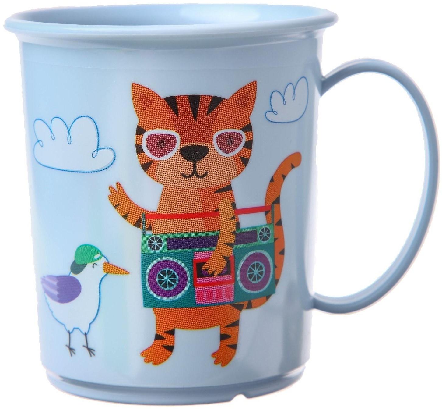 Кружка детская с декором 180 мл, детская, пластиковая, цвет МИКС