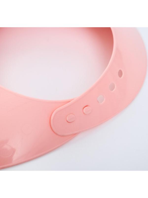 Нагрудник для кормления/слюнявчик непромакаемый  с карманом, пластиковый, цвет розовый