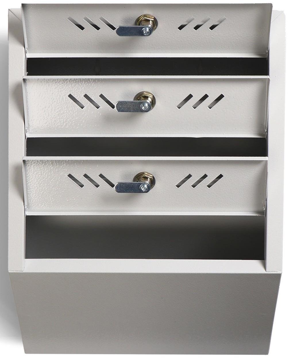 Ящик почтовый многосекционный, 3 секций, с задней стенкой, серый