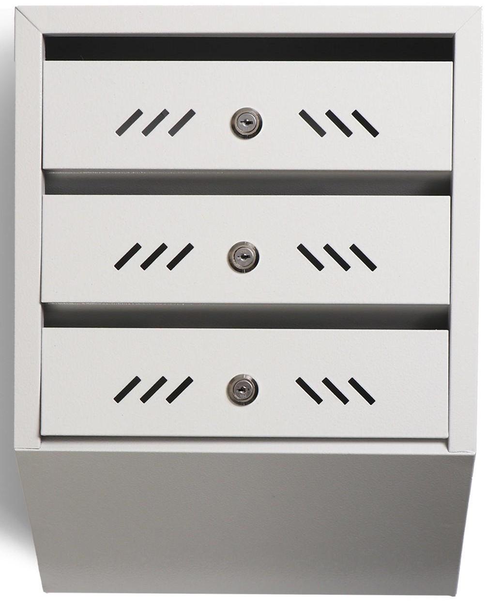 Ящик почтовый многосекционный, 3 секций, с задней стенкой, серый