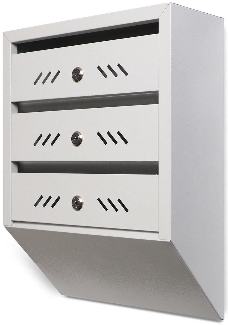 Ящик почтовый многосекционный, 3 секций, с задней стенкой, серый