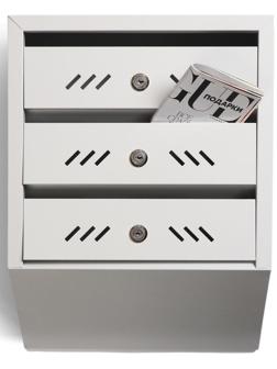 Ящик почтовый многосекционный, 3 секций, с задней стенкой, серый