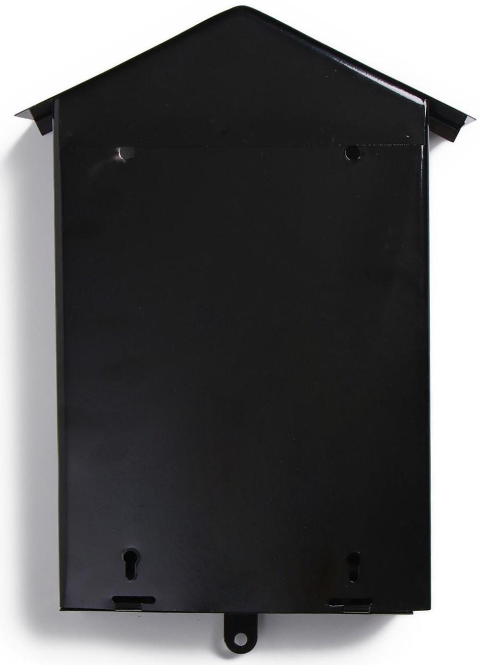Ящик почтовый без замка (с петлёй), вертикальный, «Домик», чёрный