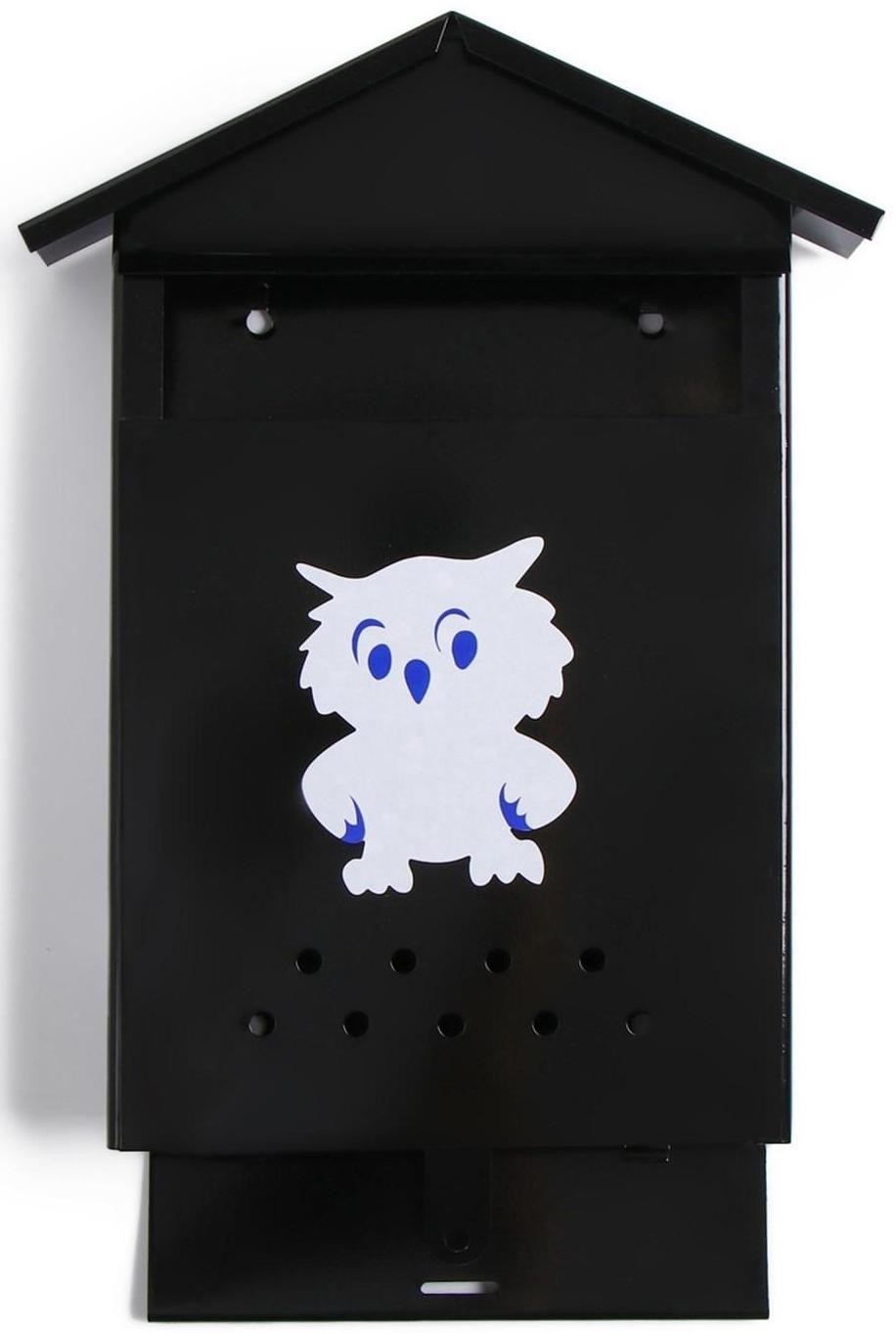 Ящик почтовый без замка (с петлёй), вертикальный, «Домик», чёрный