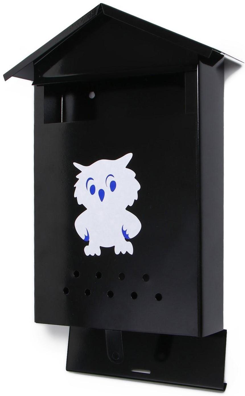 Ящик почтовый без замка (с петлёй), вертикальный, «Домик», чёрный