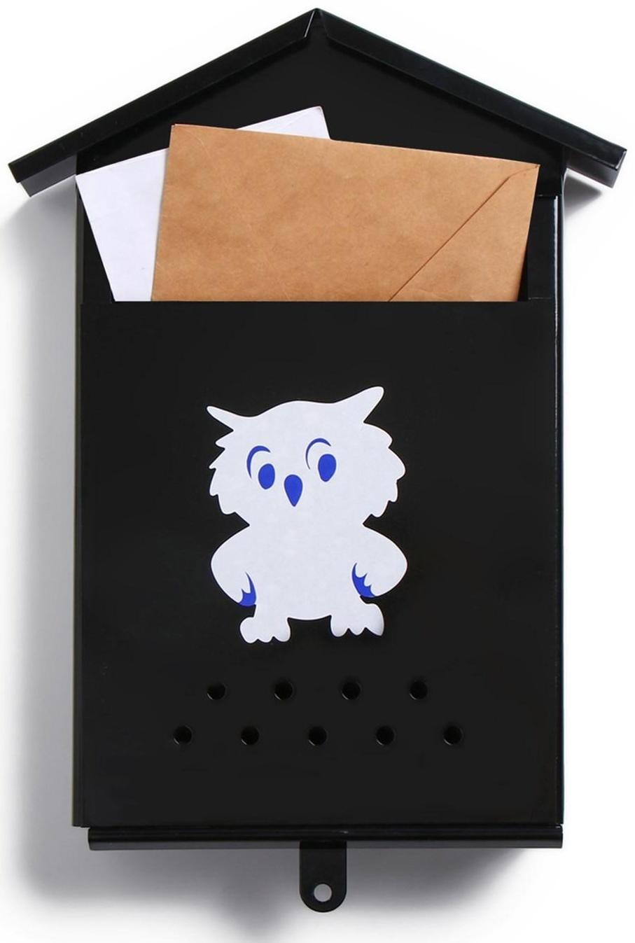 Ящик почтовый без замка (с петлёй), вертикальный, «Домик», чёрный