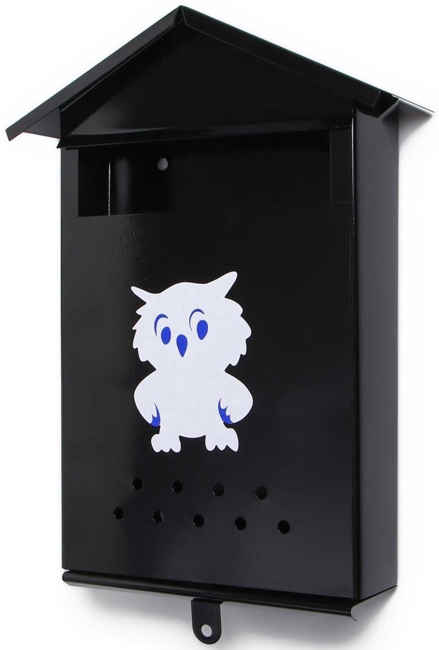 Ящик почтовый без замка (с петлёй), вертикальный, «Домик», чёрный