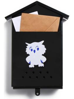 Ящик почтовый без замка (с петлёй), вертикальный, «Домик», чёрный