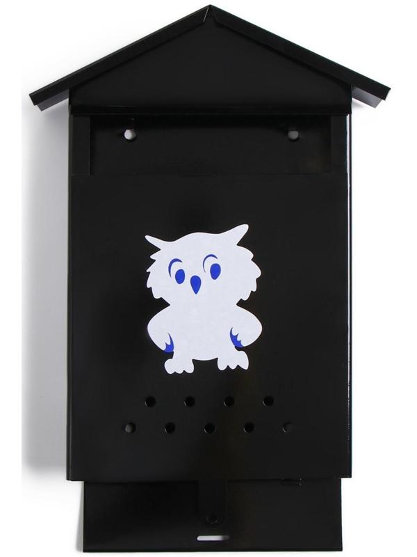 Ящик почтовый без замка (с петлёй), вертикальный, «Домик», чёрный