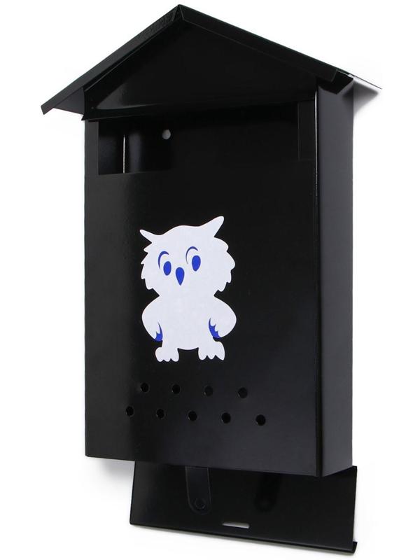 Ящик почтовый без замка (с петлёй), вертикальный, «Домик», чёрный
