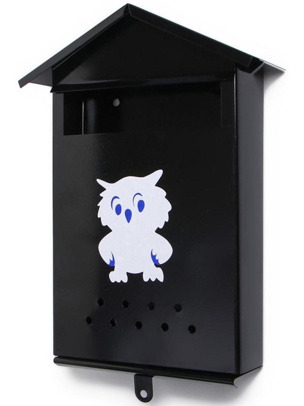 Ящик почтовый без замка (с петлёй), вертикальный, «Домик», чёрный