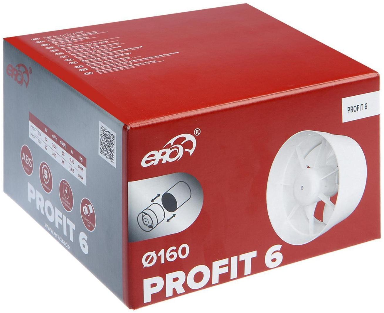 Вентилятор вытяжной ERA PROFIT 6, d=160 мм, 220‒240 В, канальный