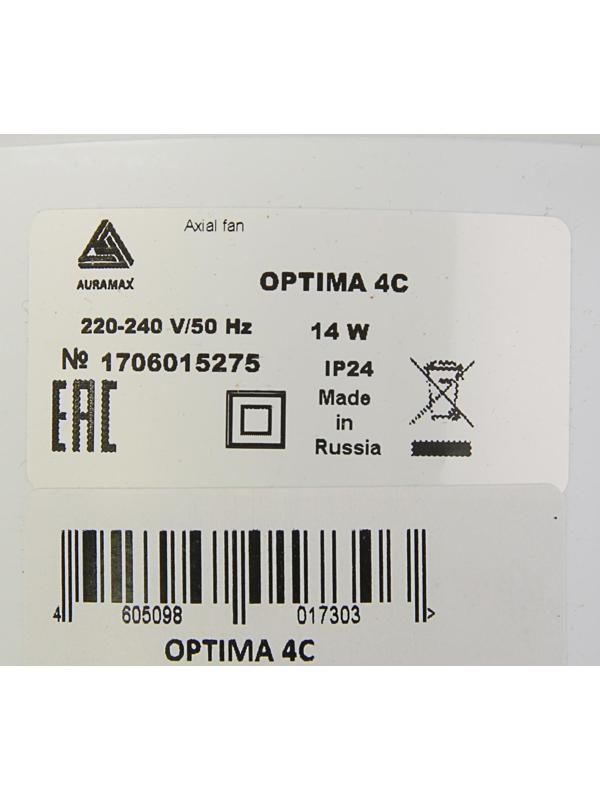 Вентилятор вытяжной AURAMAX OPTIMA 4С, 150х150 мм, d=100 мм, 220‒240 В, с обратным клапаном