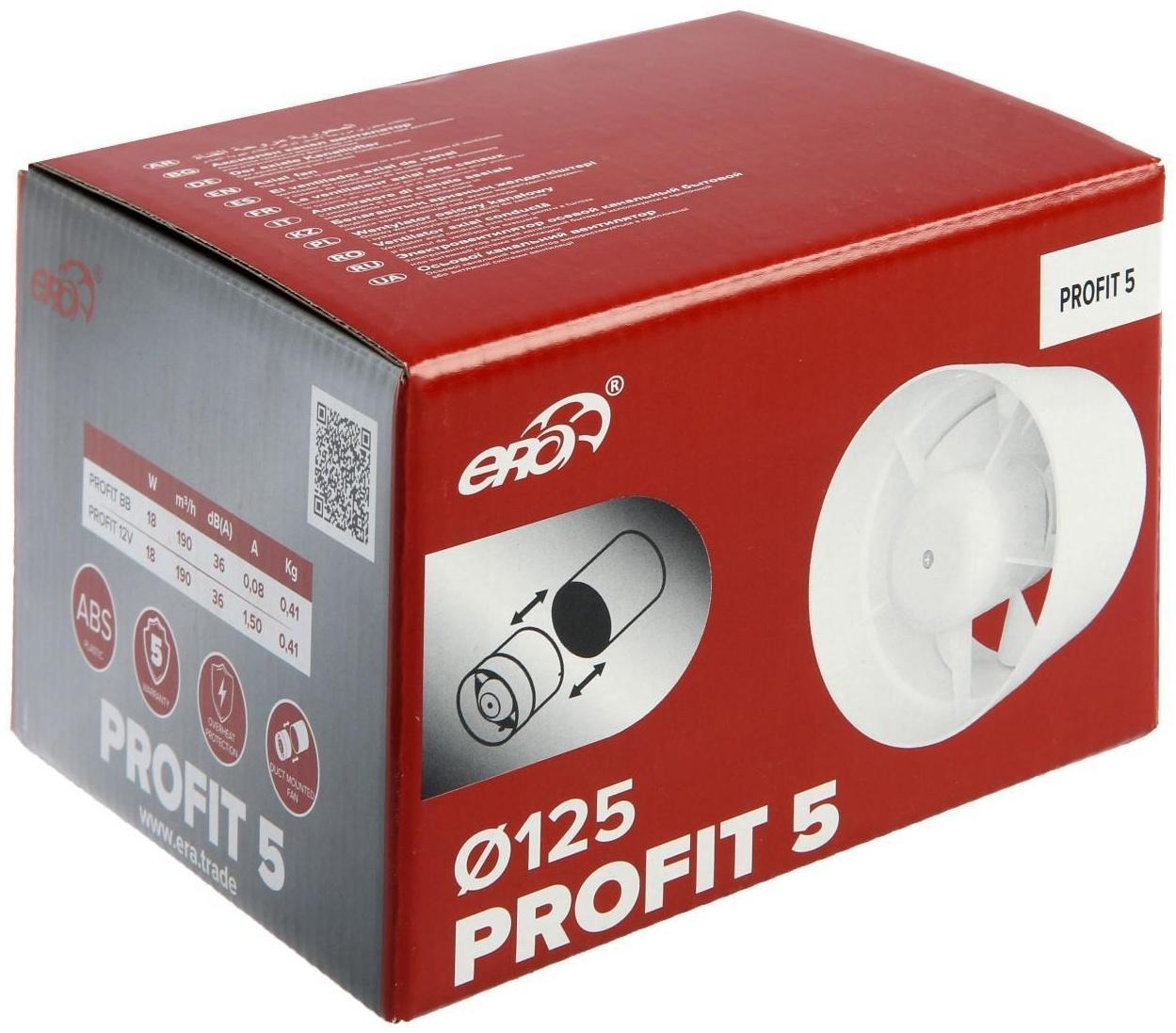 Вентилятор вытяжной ERA PROFIT 5, d=125 мм, 220‒240 В, канальный