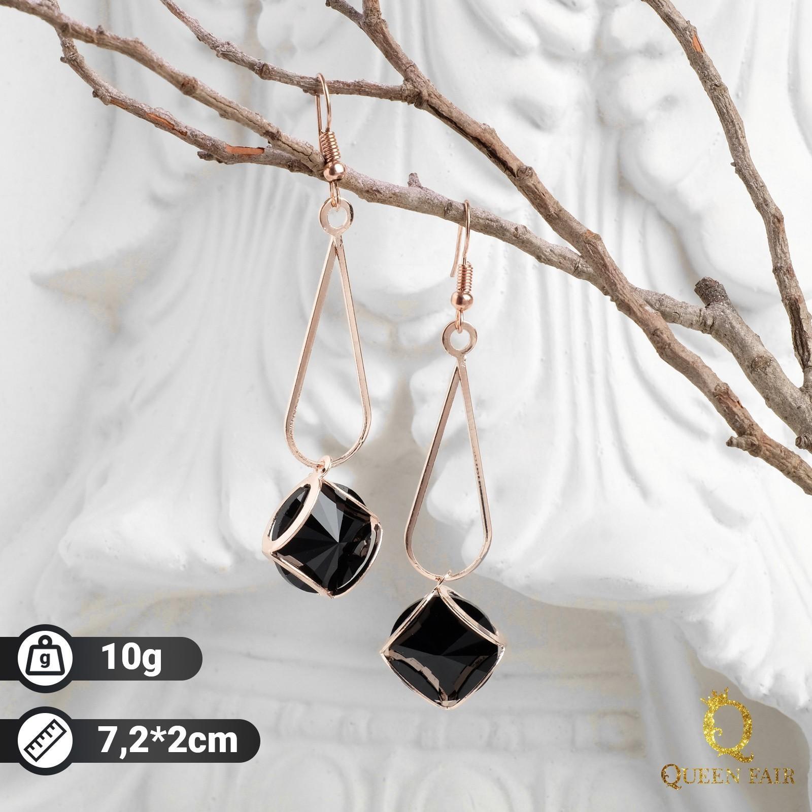 Серьги висячие со стразами 