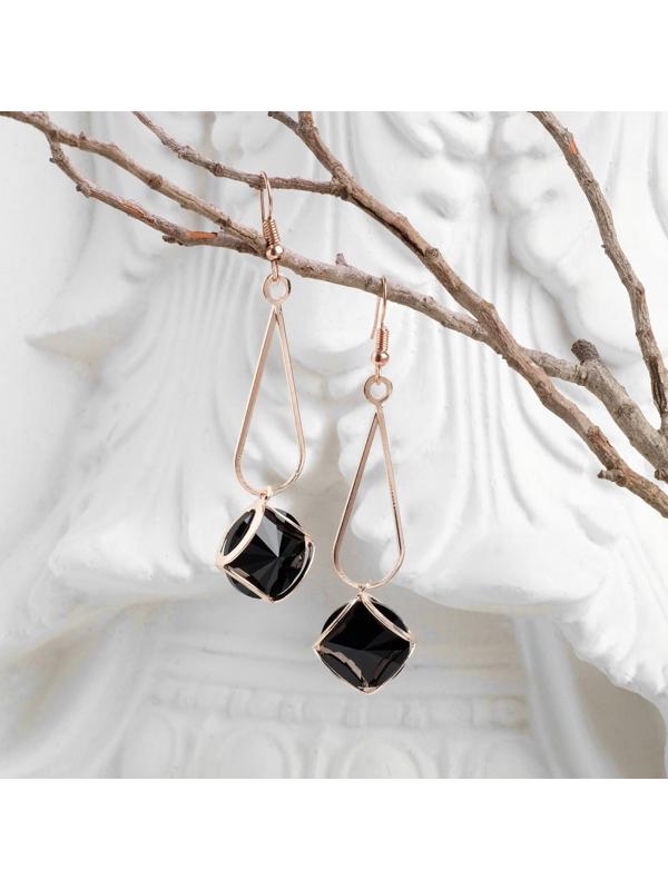 Серьги висячие со стразами 