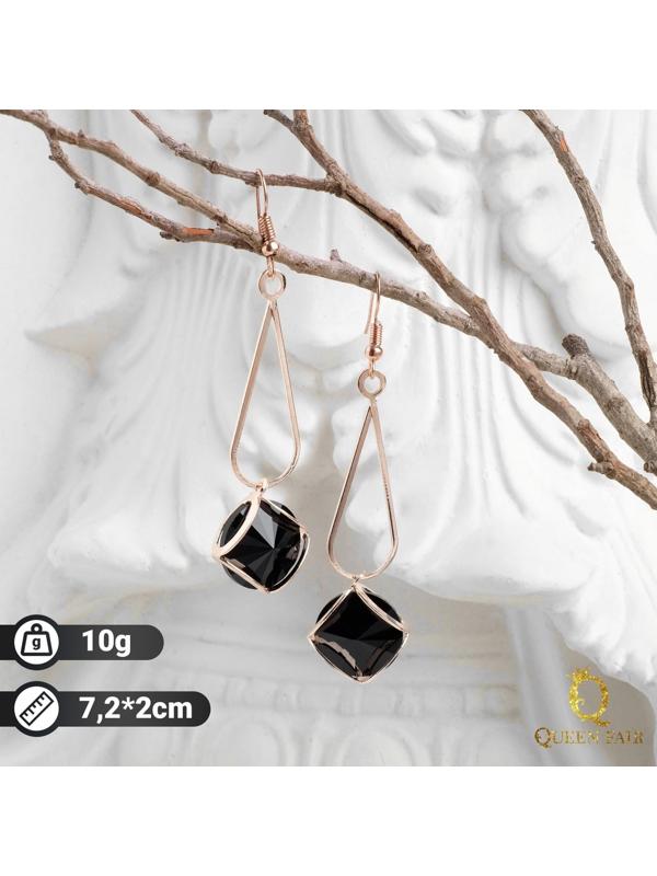 Серьги висячие со стразами 