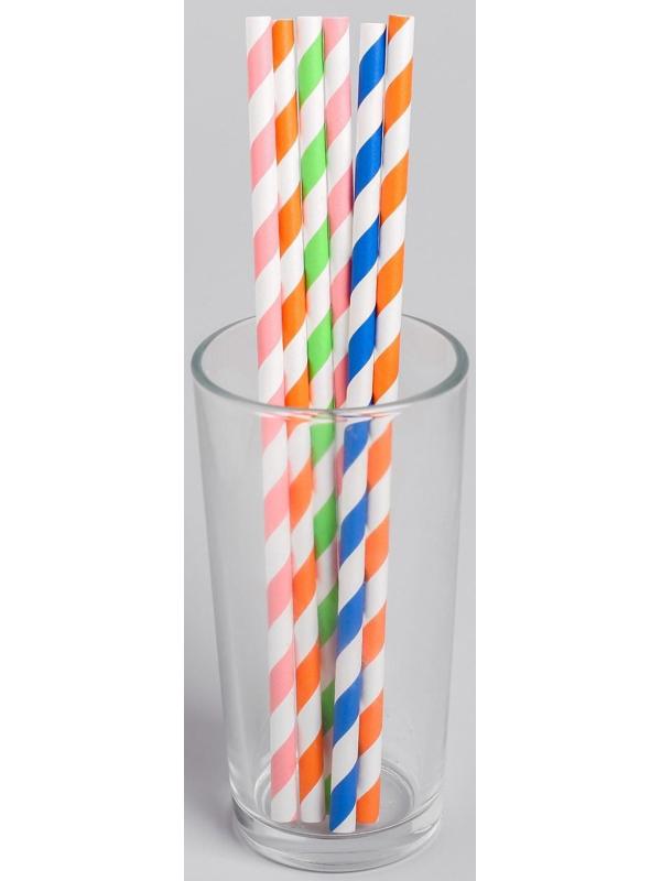 Трубочка для коктейля «Спиралька», набор 6 шт., цвета МИКС