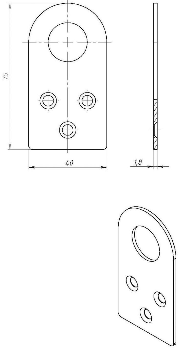 Пробой-ушко, 40 х 75 мм, оцинкованное