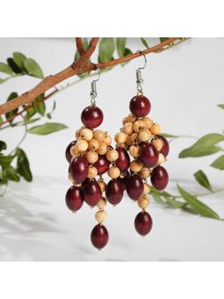 Серьги ручная работа, деревянные 