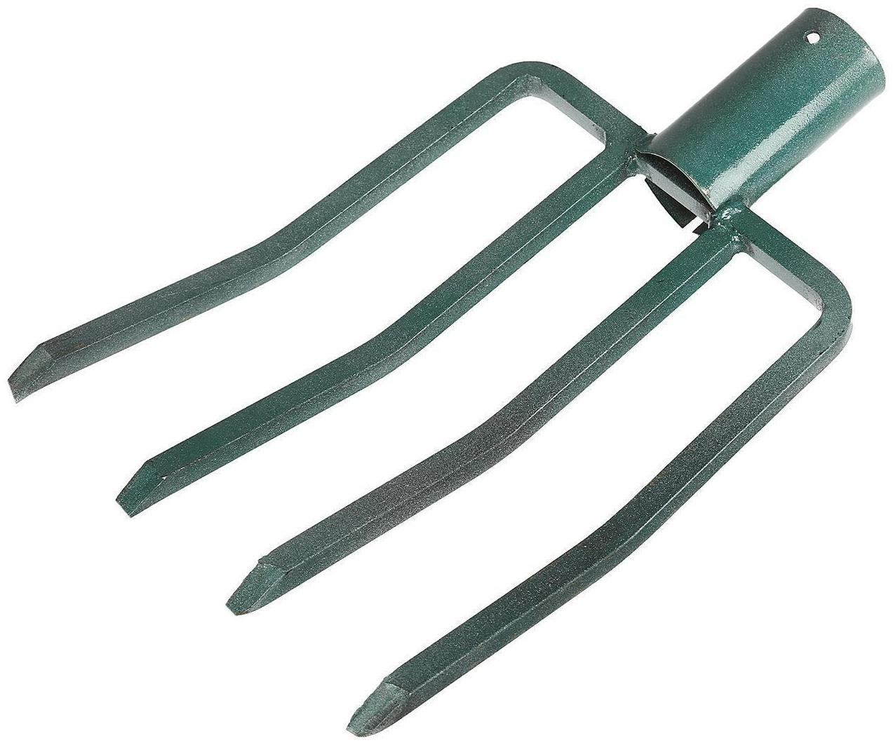 Вилы садово-огородные, 4-рогие, тулейка 40 мм, без черенка, цвет МИКС