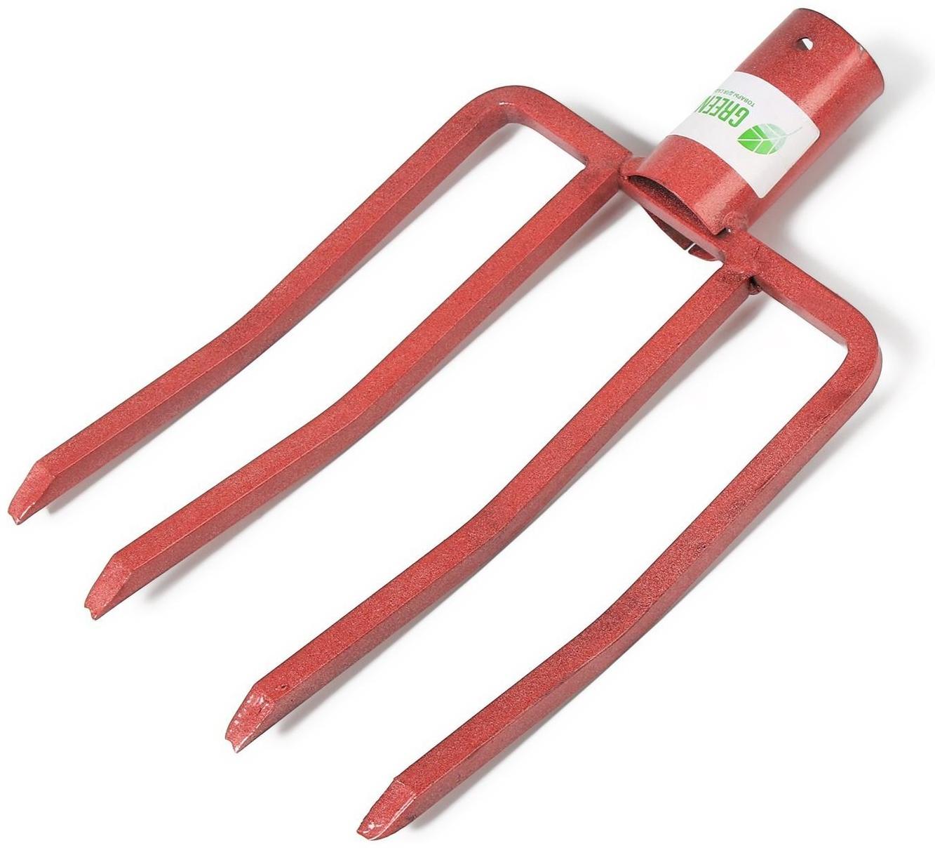 Вилы садово-огородные, 4-рогие, тулейка 40 мм, без черенка, цвет МИКС