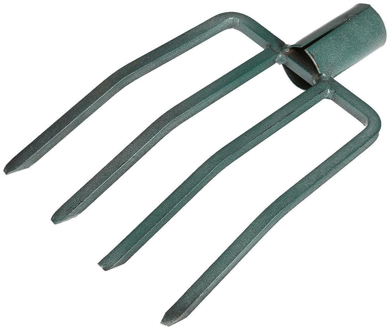 Вилы садово-огородные, 4-рогие, тулейка 40 мм, без черенка, цвет МИКС