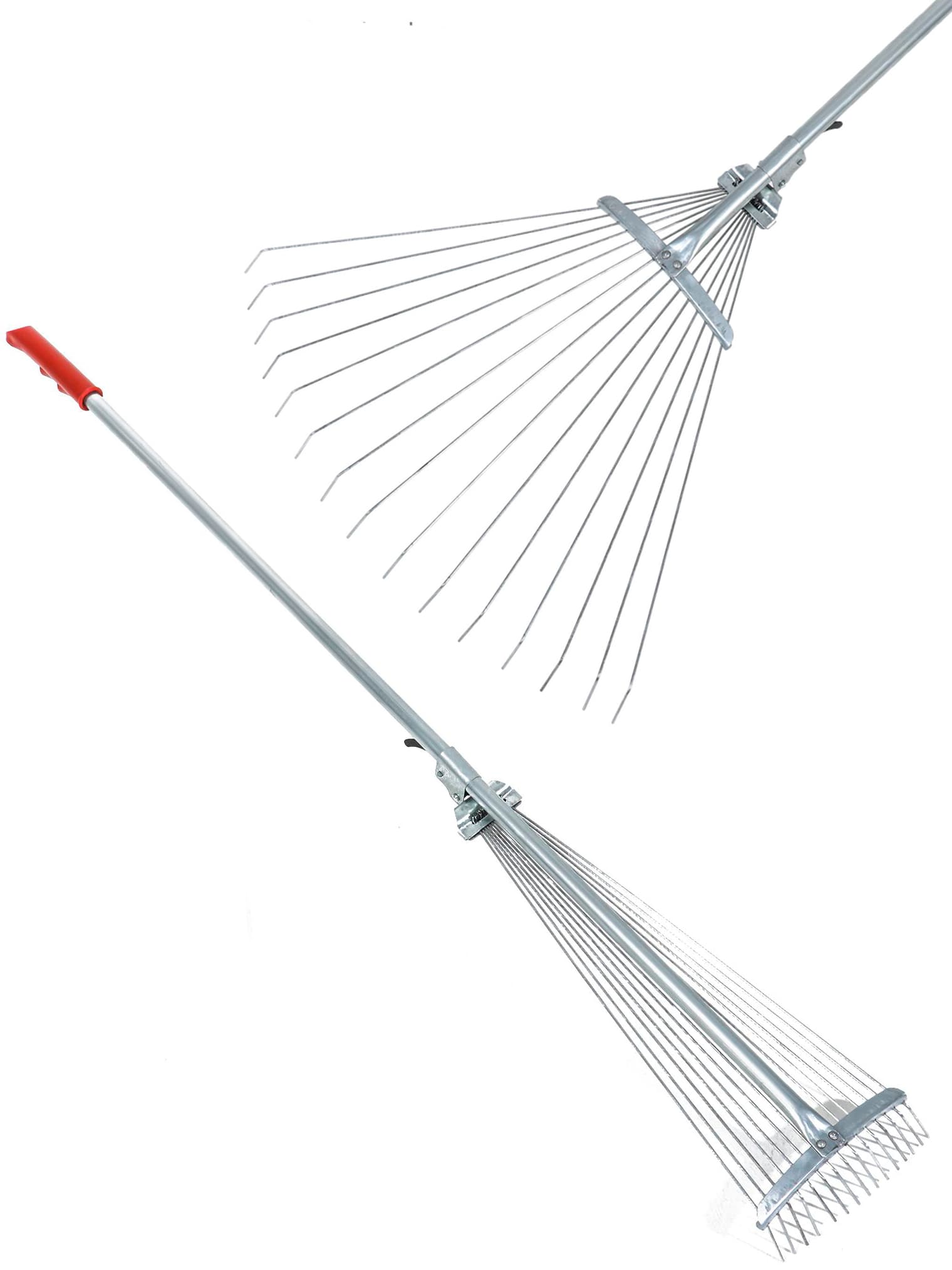 Грабли веерные, проволочные, 15 зубцов, металлические, раздвижные, металлический черенок