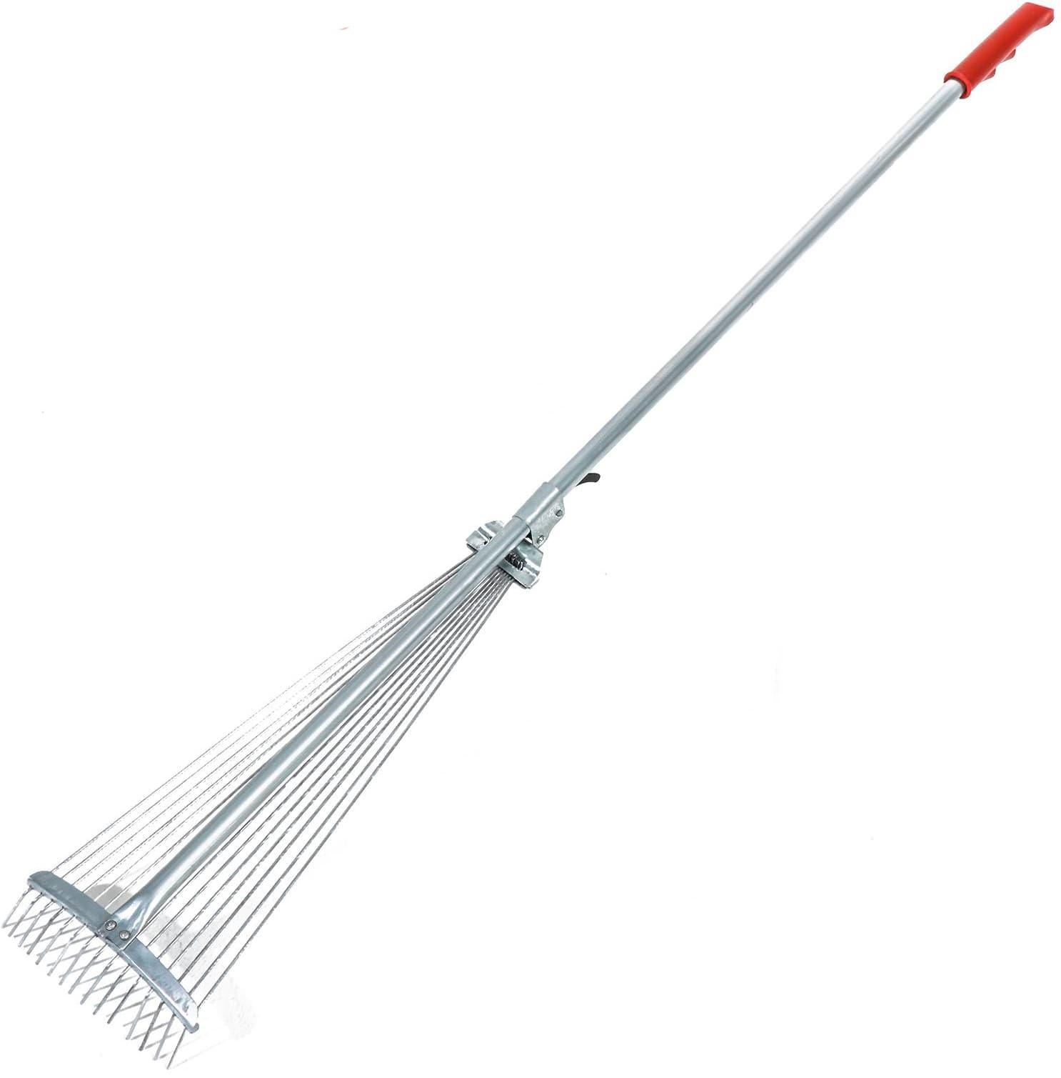 Грабли веерные, проволочные, 15 зубцов, металлические, раздвижные, металлический черенок