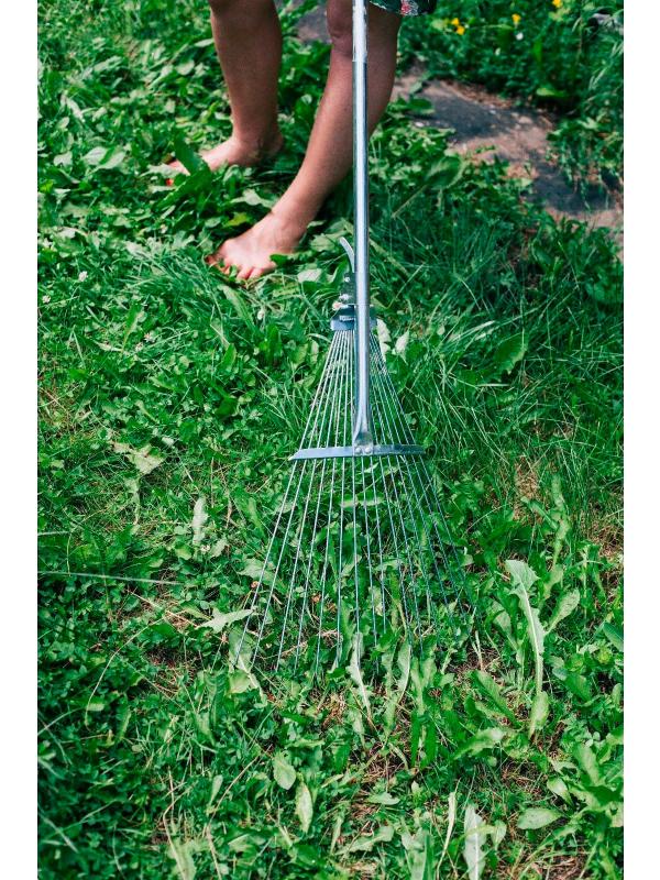 Грабли веерные, проволочные, 15 зубцов, металлические, раздвижные, металлический черенок