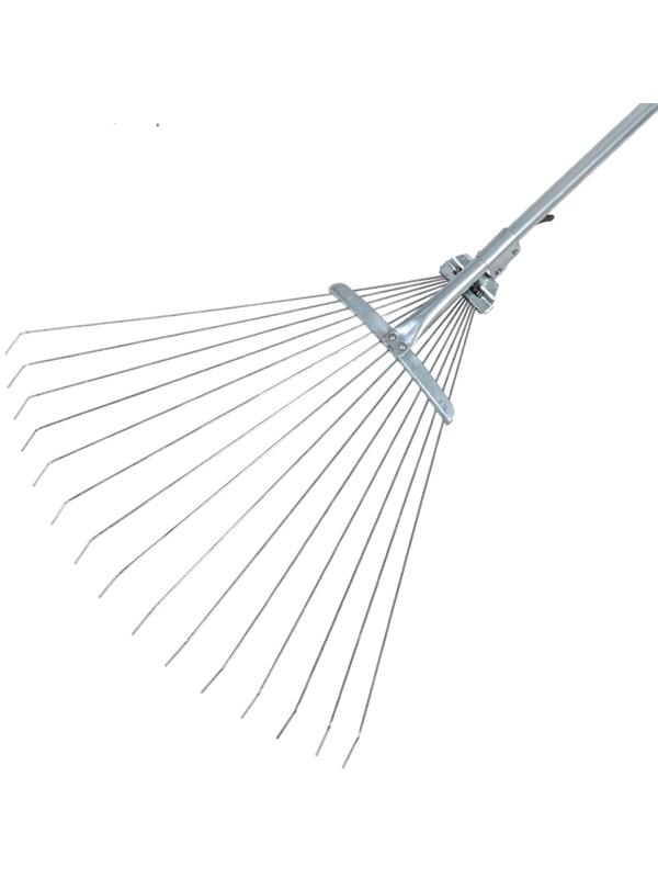 Грабли веерные, проволочные, 15 зубцов, металлические, раздвижные, металлический черенок