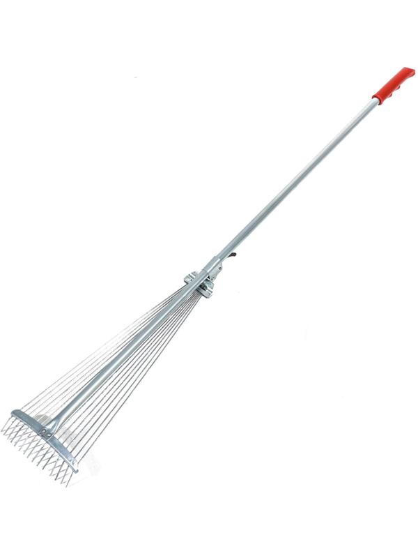 Грабли веерные, проволочные, 15 зубцов, металлические, раздвижные, металлический черенок