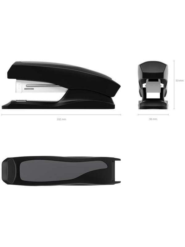 Степлер ErichKrause Elegance Half-strip №24/6 и 26/6, до 30 листов, вмещает до 100 скоб, глубина закладки бумаги до 55 мм, черный