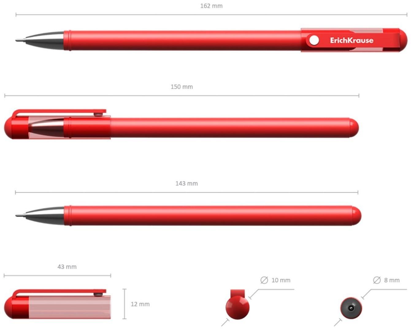 Ручка гелевая ErichKrause G-Soft, чернила красные, узел 0.38 мм, длина линии письма 500 метров