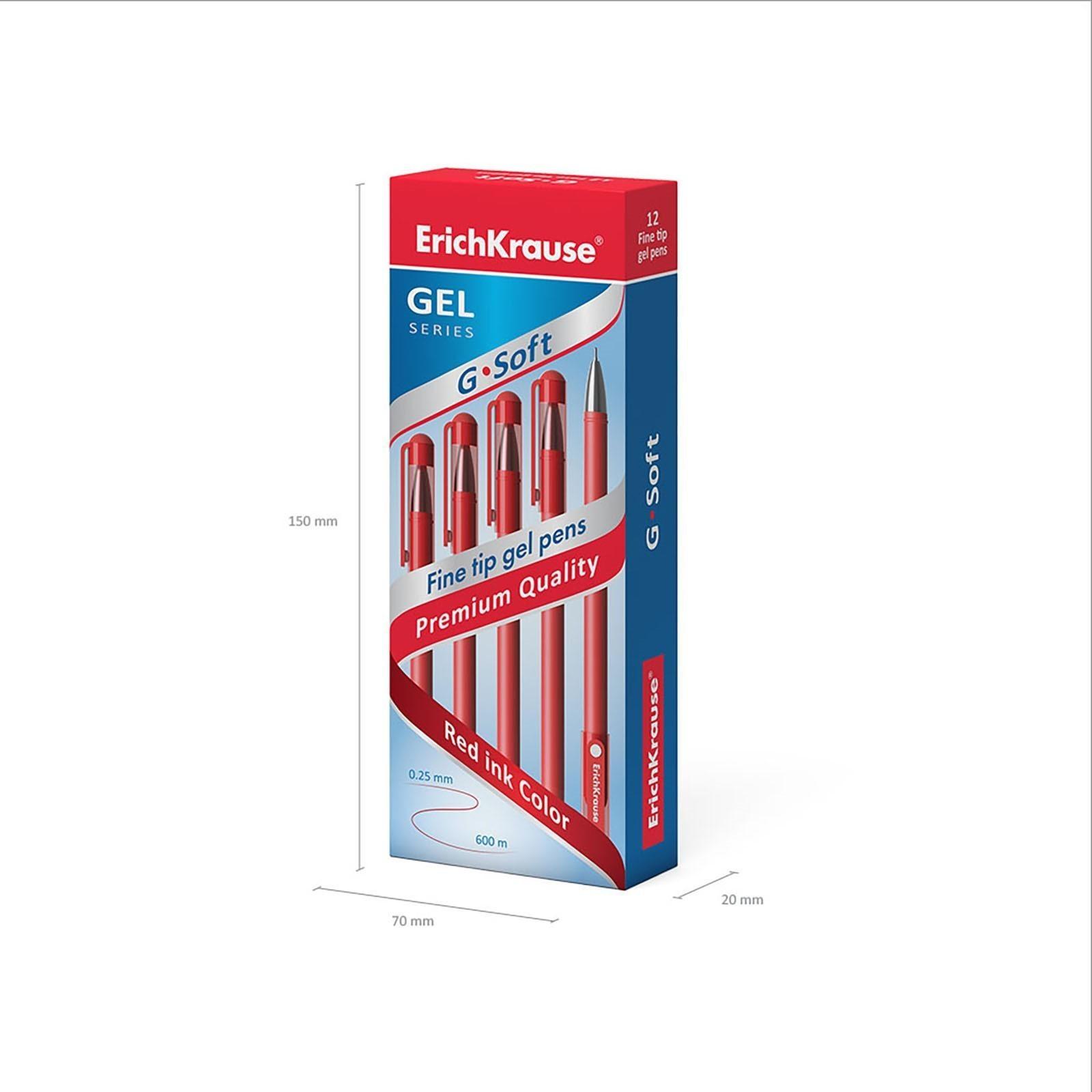 Ручка гелевая ErichKrause G-Soft, чернила красные, узел 0.38 мм, длина линии письма 500 метров