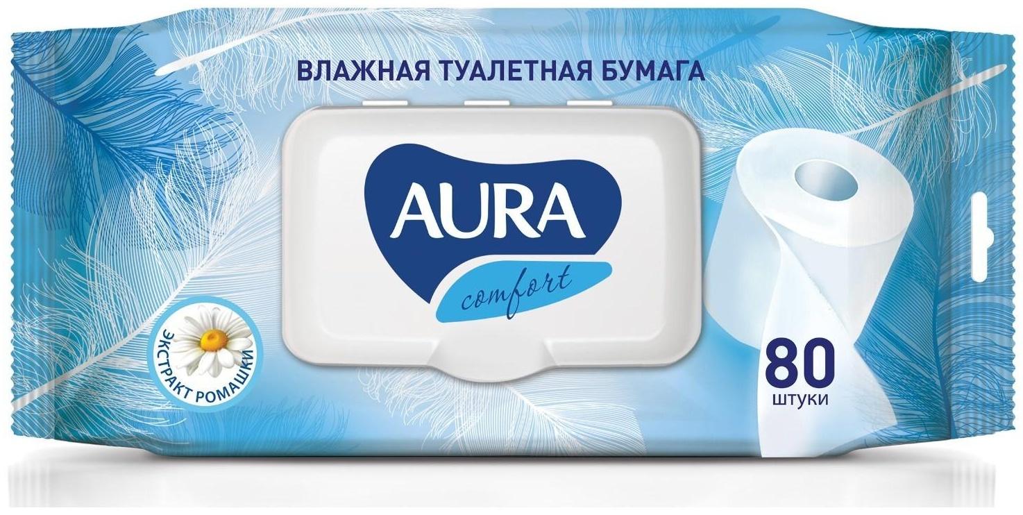 Туалетная бумага влажная Аura, 80 шт.