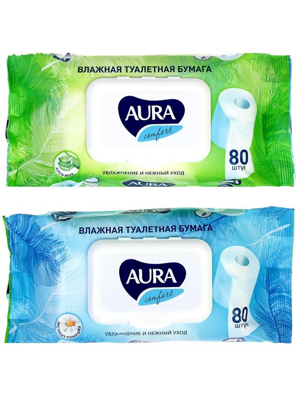 Туалетная бумага влажная Аura, 80 шт.