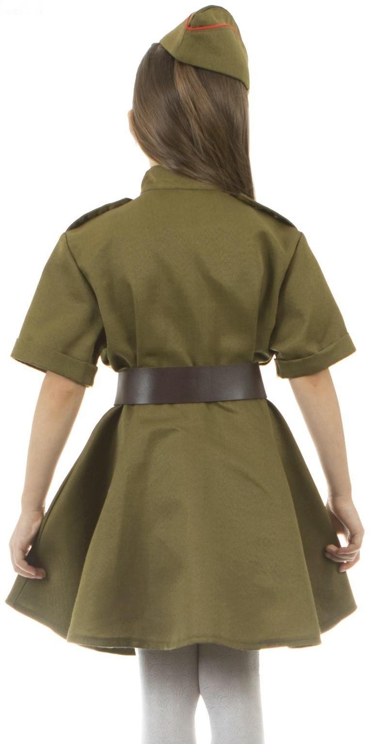 Карнавальный костюм военного: платье с коротким рукавом, пилотка, р. 30, рост 110-116 см